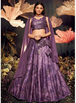 Purple Sequins Engagement A Line Lehenga Choli