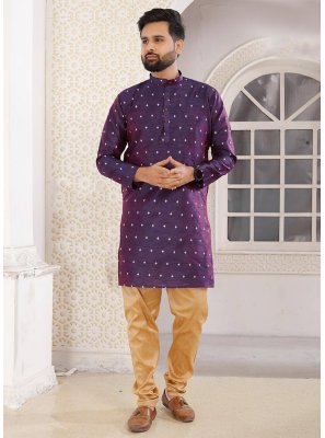 Purple Silk Kurta Pyjama