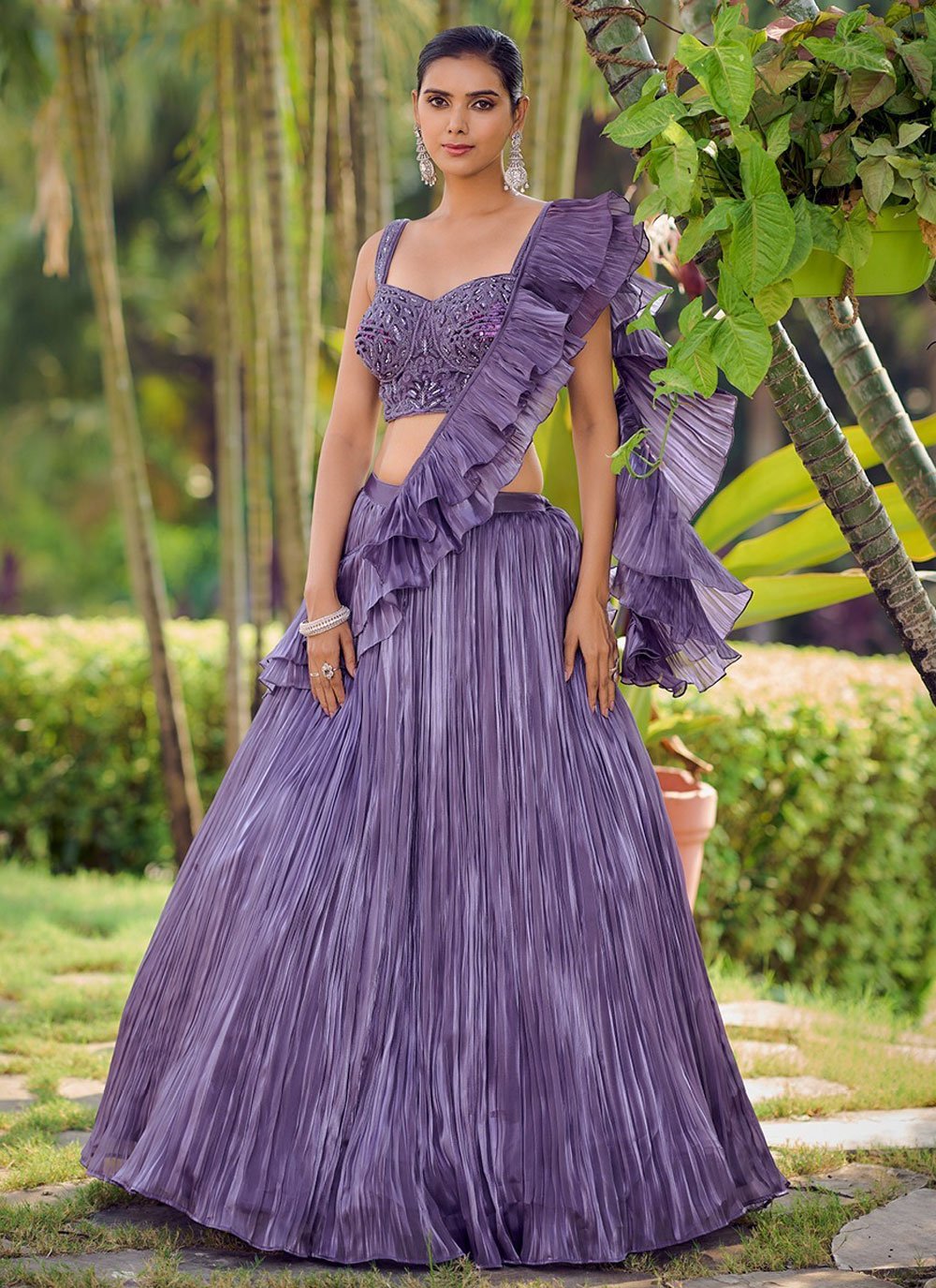 Purple Silk Readymade Lehenga Choli