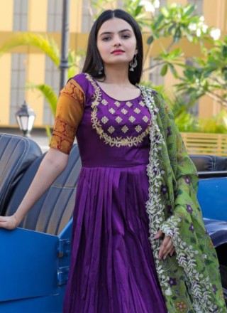 Purple Silk Trendy Gown