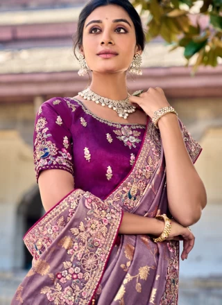 Purple Silk Wedding Designer Saree
