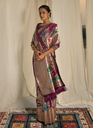 Purple Silk Zari Classic Saree