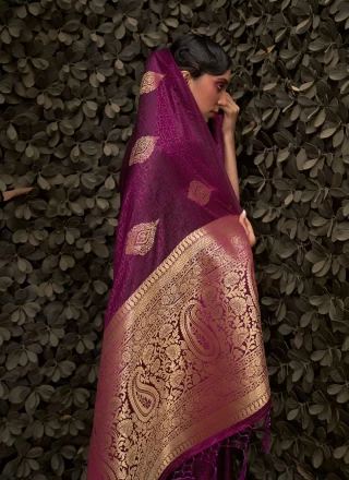 Purple Weaving Reception Trendy Saree