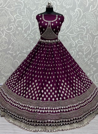 Purple Wedding Net Trendy Lehenga Choli