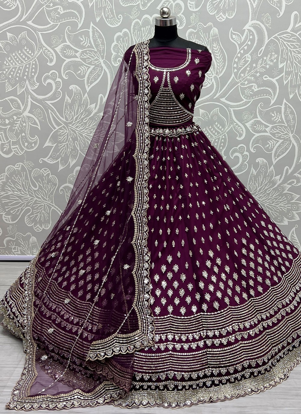 Purple Wedding Net Trendy Lehenga Choli