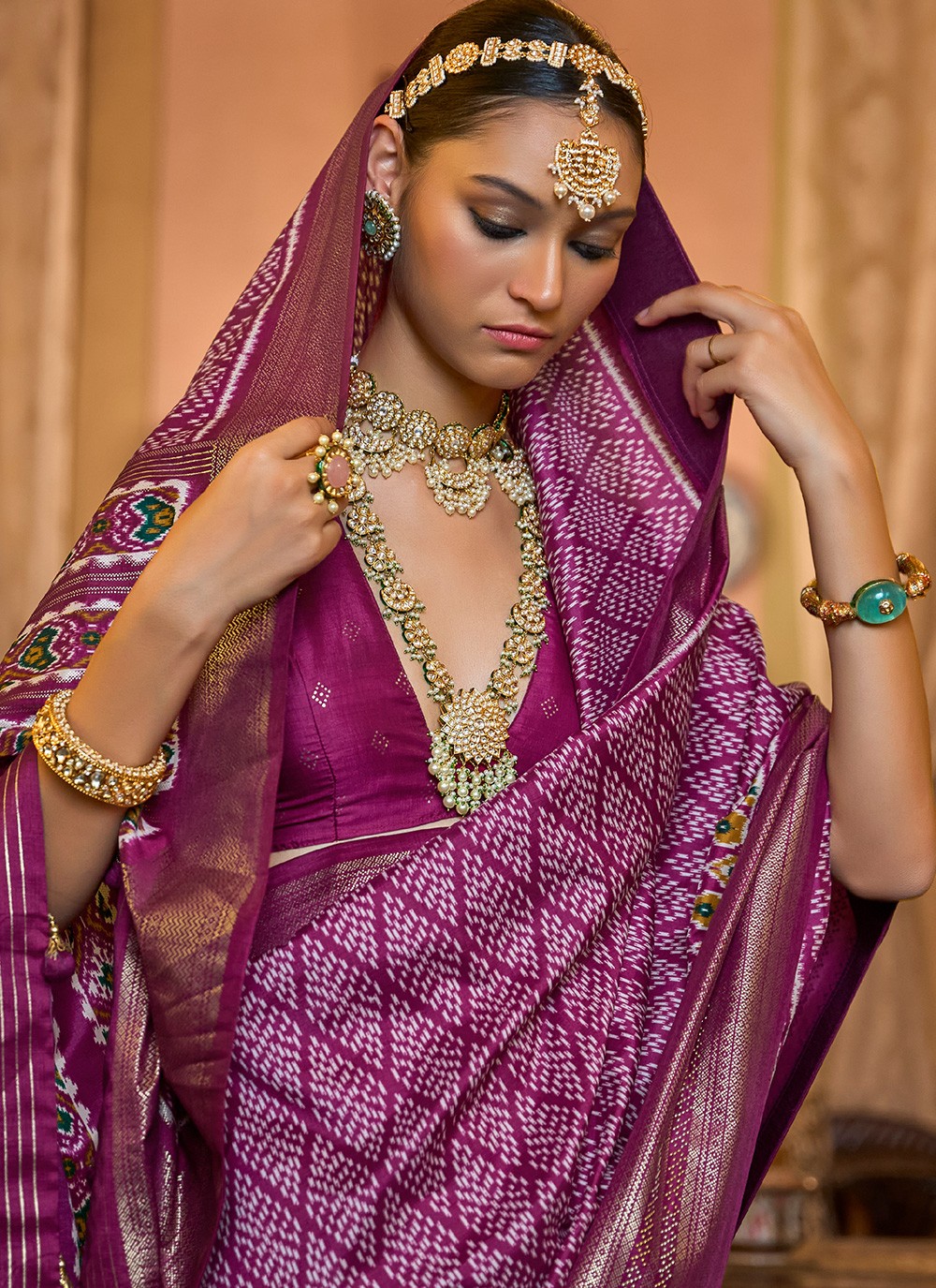 Purple Wedding Georgette Designer Contemporary Saree buy online -