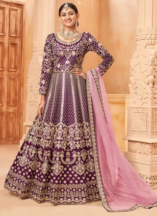 Purple Zari Mehndi Trendy Salwar Kameez