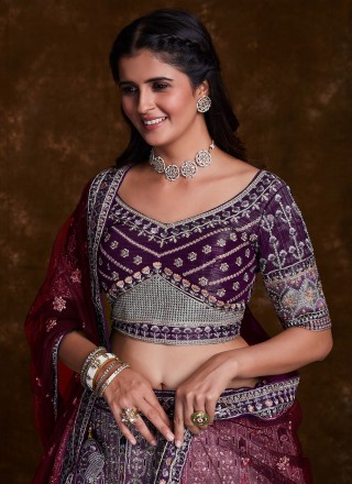 Purple Zari Wedding Designer Lehenga Choli