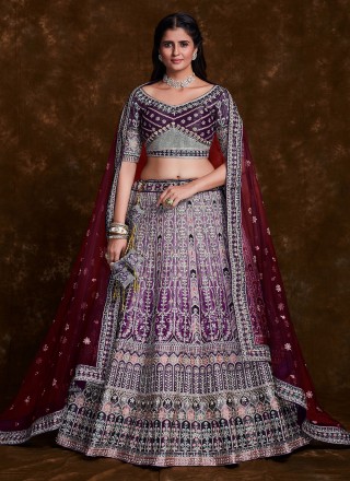 Buy Pink And Purple Embroidered Wedding Lehenga Choli In USA, UK, Canada,  Australia, Newzeland online