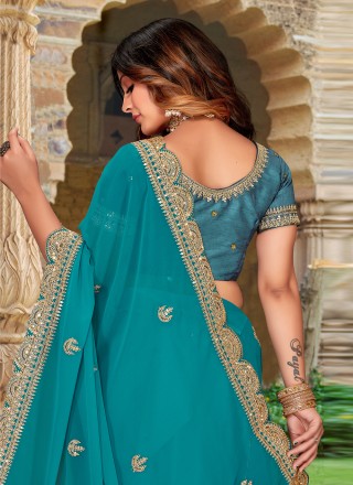 Turquoise Color Saree