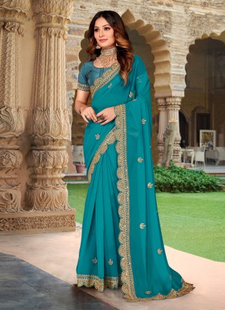 Turquoise Color Saree