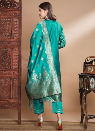 Rama Cotton Silk Readymade Salwar Suit with Woven Work