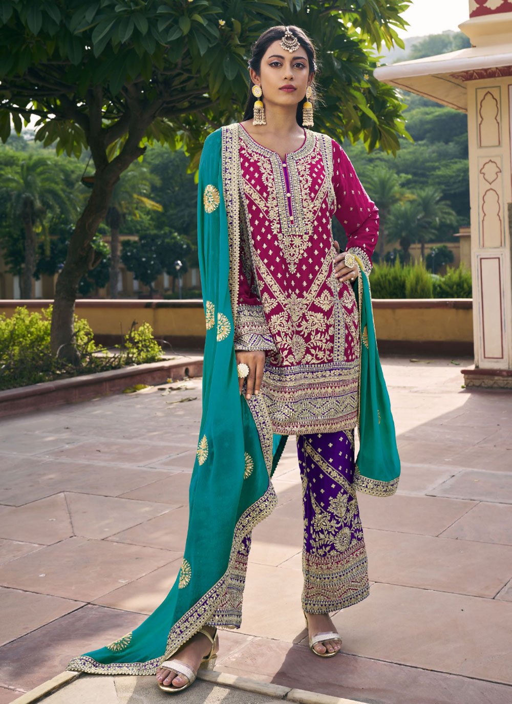 Buy Rani Coloured Brocade Silk Jodhpuri Suit for Men Online in India - Etsy