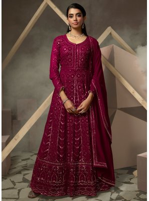 Rani Georgette Lucknowi work Trendy Gown