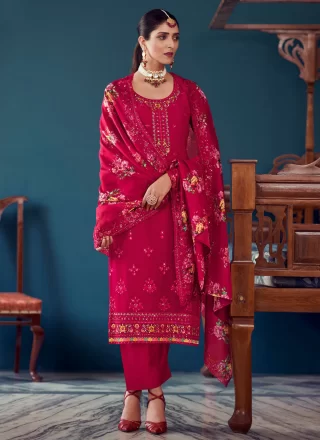 Rani Georgette Pakistani Salwar Suit with Embroidered Work
