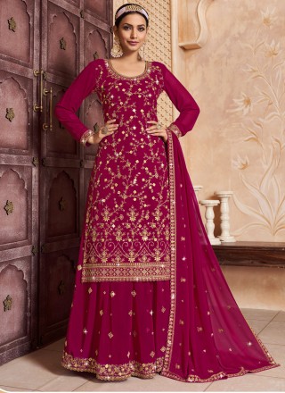 Pink and Rani Sangeet Art Silk Trendy Lehenga Choli