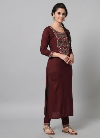 Rayon Embroidered Straight Salwar Kameez