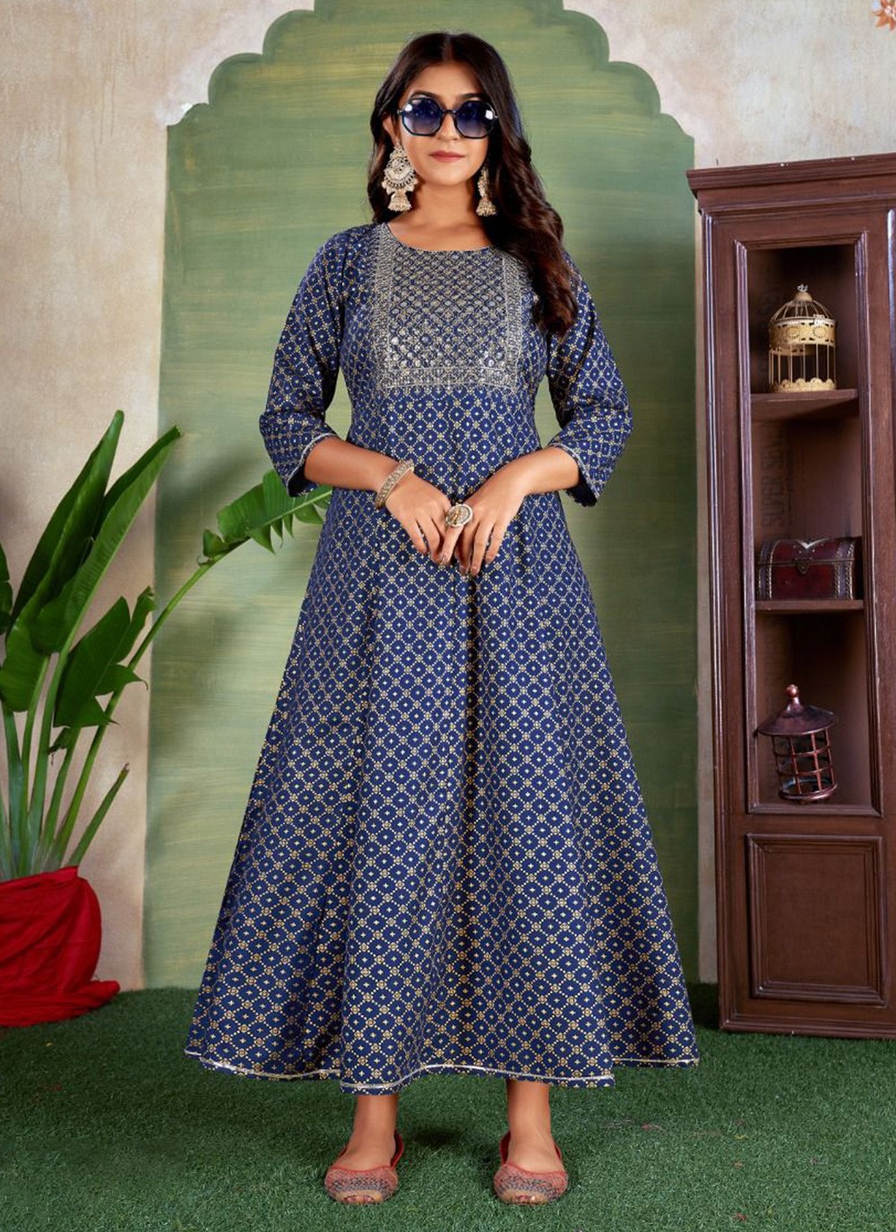 Plain Blue Taffeta Silk Gown at Rs.899/Piece in vidisha offer by Manbhavan  fashion