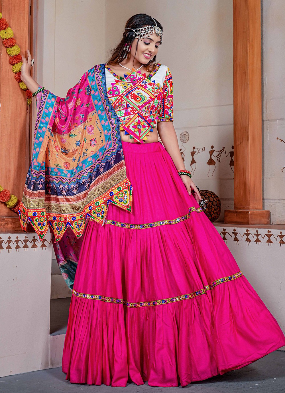 Shop Online Rayon Mirror Readymade Lehenga Choli : 265722 -