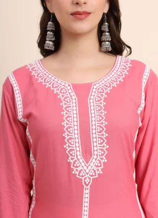 Rayon Party Wear Kurti with Embroidered Work