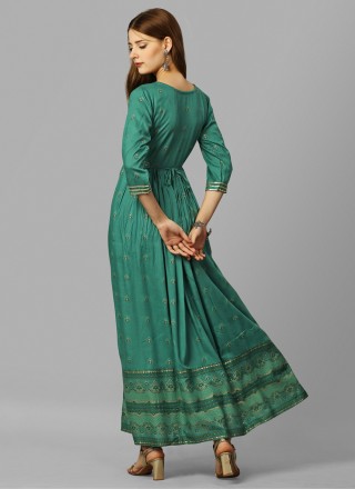 Rayon Printed Rama Gown 