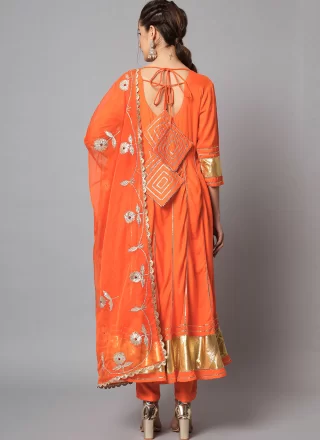 Rayon Readymade Salwar Suit In Orange