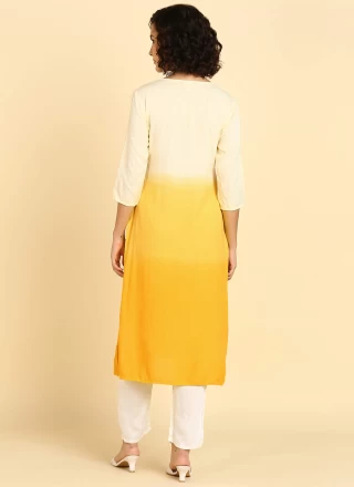 Rayon Sequins Designer Kurti in Yellow