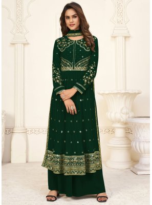 Readymade Salwar Suit Embroidered Georgette in Grey