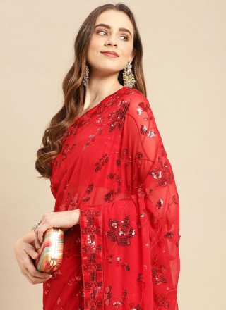 Red Art Silk Classic Saree
