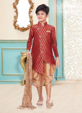 Red Banarasi Silk Jacquard Work Indo Western for Casual