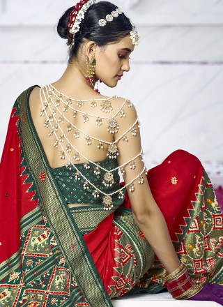 Red Cotton Silk Woven Trendy Saree