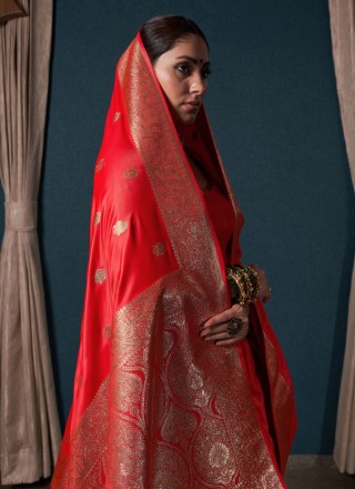 Red Designer Silk Classic Saree