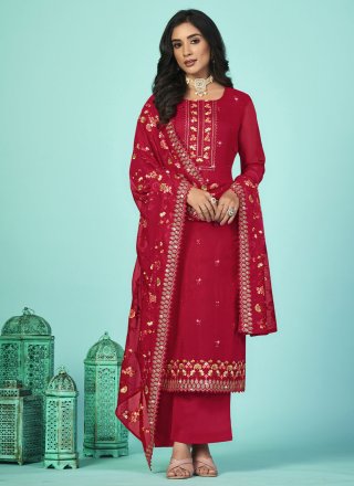 Red Diamond Organza Salwar Suit