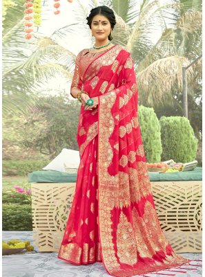Red Embroidered Traditional Saree
