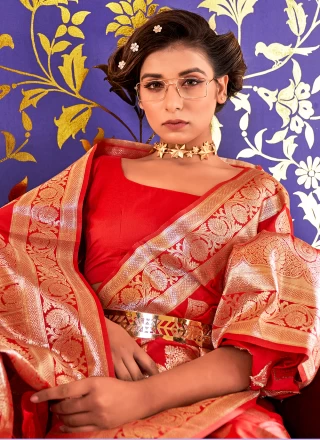 Red Lace Trendy Saree