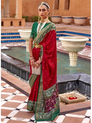 Red Patola Silk  Printed Contemporary Saree