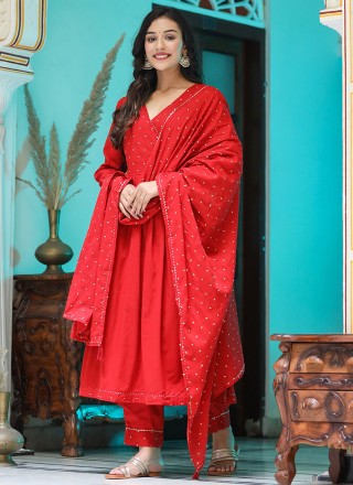 Red Readymade designer Salwar Suit
