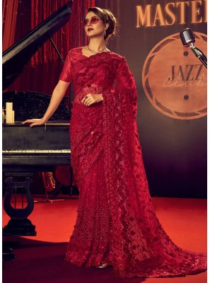 Red Reception Contemporary Saree