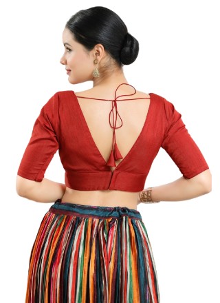 Red Silk Casual Blouse