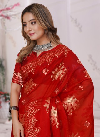 Red Silk Classic Saree