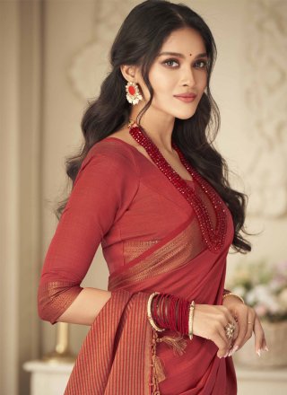 Red Silk Contemporary Sari