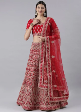 Red Silk Wedding Designer Lehenga Choli