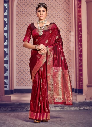 Red Weaving Classic Designer Saree