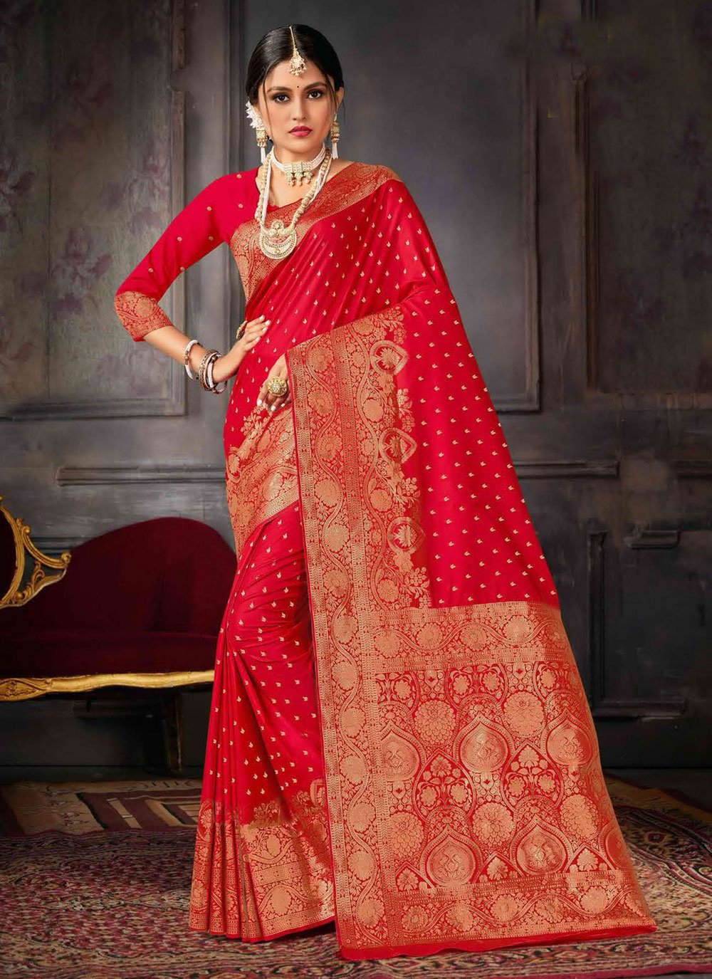 Red Weaving Saree