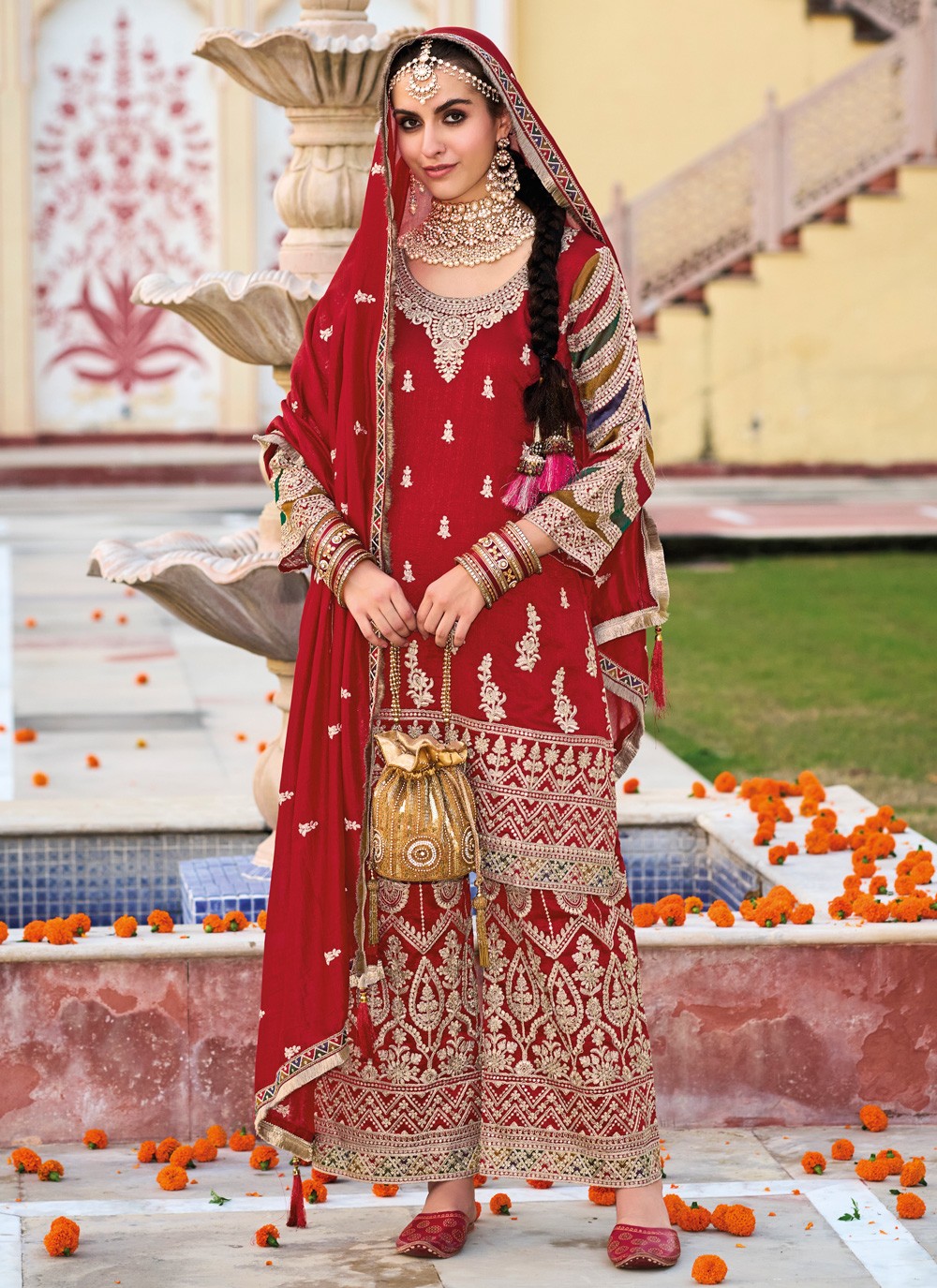 Red bridal 2025 suit online