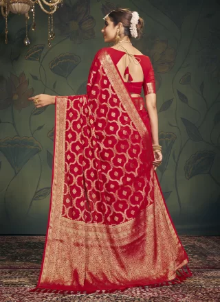 Refreshing Red Georgette Classic Sari