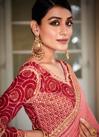 Regal Pink Silk Designer Sari