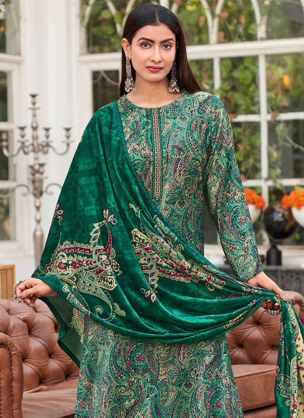  Velvet Embriodered Plus Size Pakistani Stitched Salwar