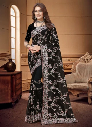 Resham Black Classic Saree