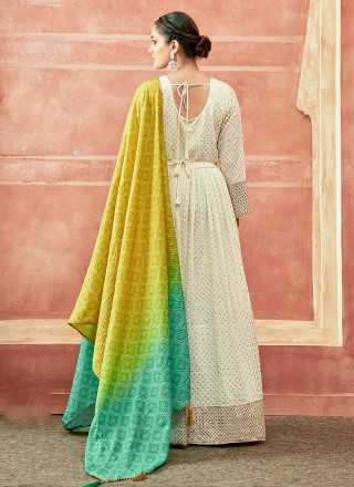 Resham Georgette Floor Length Gown